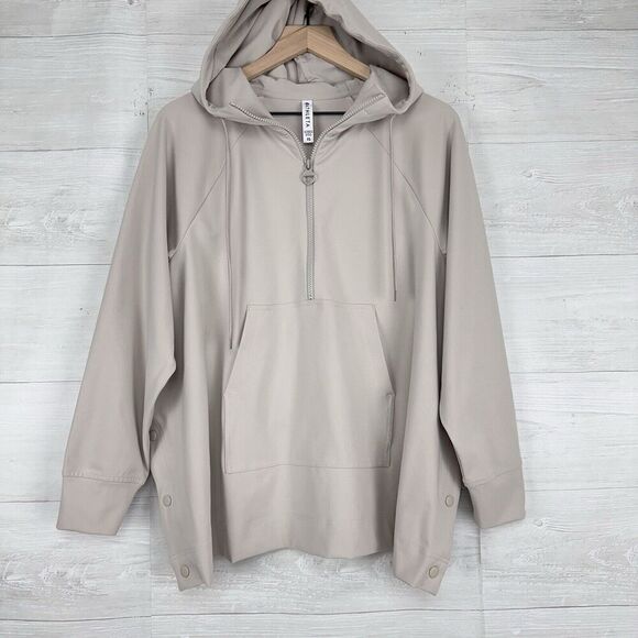 Athleta Glacier Handkerchief‎ Poncho Women XS Hooded Sweatshirt Grey Oversized - Picture 2 of 16